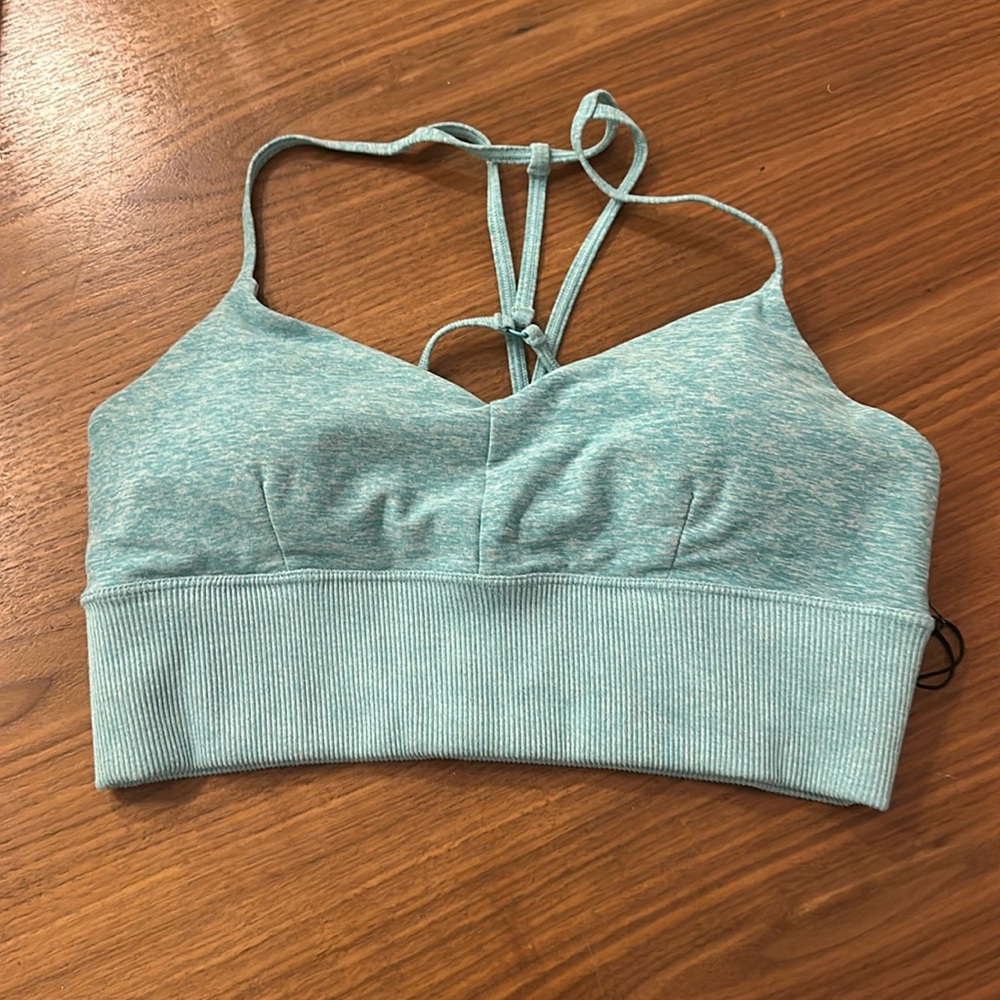 alo yoga lavish bra in medium blue quartz heather NWT